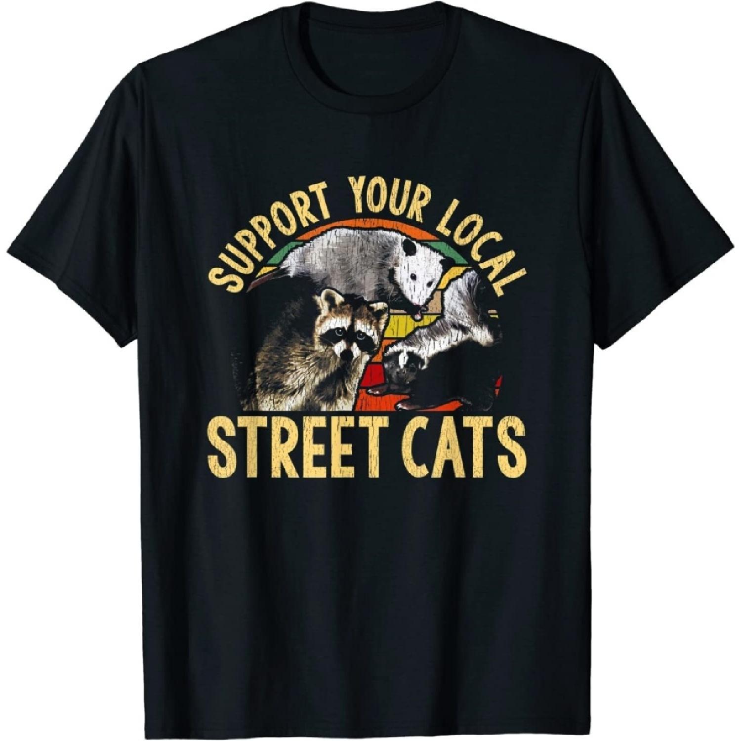 FLYEHI Support Local Street Cats! Raccoon, Skunk T-Shirt S