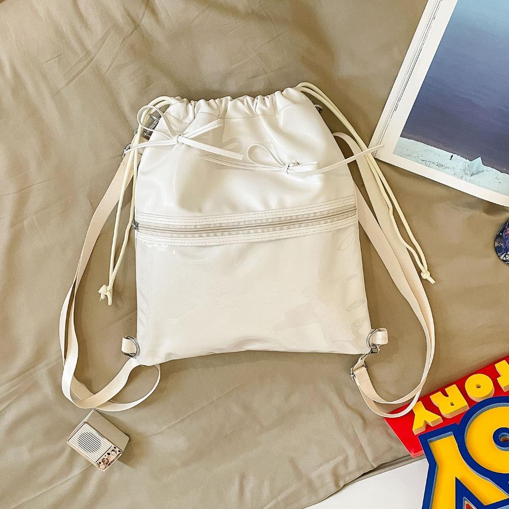 

Прозрачный карман Итабаг Большая вместимость Сумка через плечо Портативный рюкзак на шнурке Девочки белый