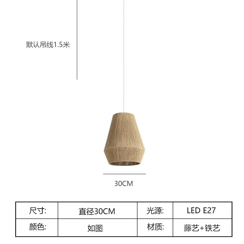 

Colourful Bonbon pendant light Retro Hemp Rope Pendant lamp for Living Room bedroom Restaurant Japanese Rattan Wood woven lamp Warm White