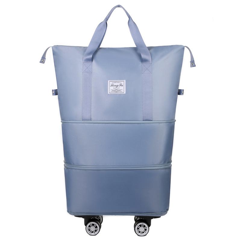 Unisex Expandable Large-Capacity Travel Duffel Bag with Wheels, Foldable Boarding Luggage for Business Trips and Shopping.