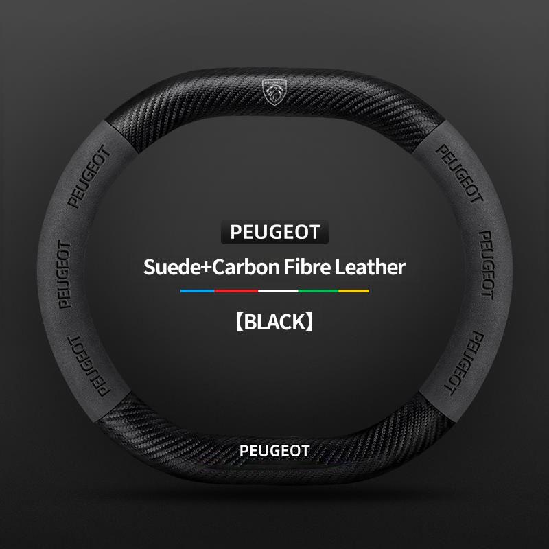 Suede Leather Car Steering Wheel Cover For Peugeot 3008 4008 5008 208 e208 2008 e2008 207 206 Carbon Fiber Non-slip Wheel Covers