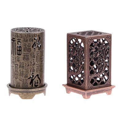 Alloy Censer Incense Holder Square Cylinder Vertical Incense Burner Indoor Aromatherapy Home Ornament Chinese Inense Burners