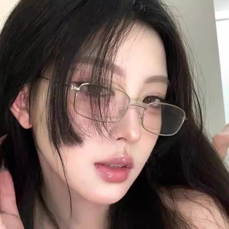 Y2K Vintage Brille Metallrahmen Halbrahmen Ohne Gläser Mädchen Schick Cosplay Party Dekoration Brille Metall Pography Brille