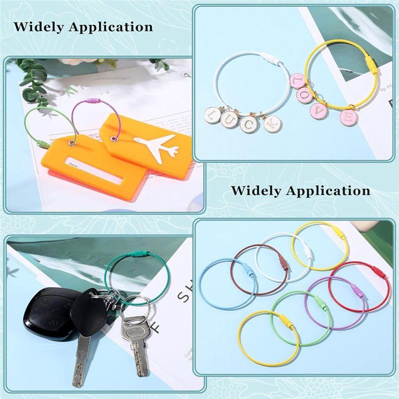 M-Modern-240PCS Steel Wire Key Ring Steel Cable Wire Key Chain Wire Keychain Cable Luggage Tag Loop Tag Cable Rings For Keys