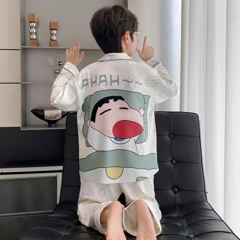 Boys Cotton Pajama Set Long Sleeve Cartoon Print Sleepwear Kids 8 Years Home Loungewear
