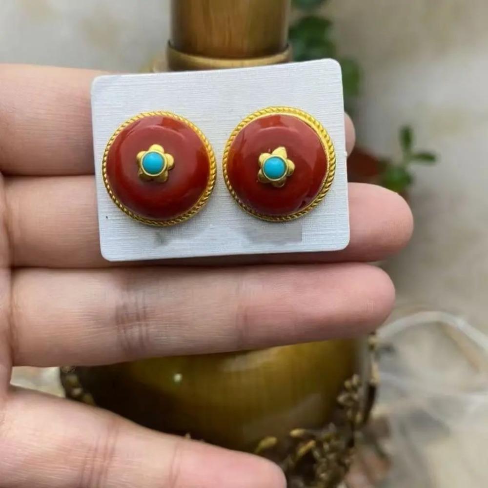 Retro Tibetan Earrings Ethnic Style Versatile Nepalese Niche Earrings Jewelry Stud Earrings Women