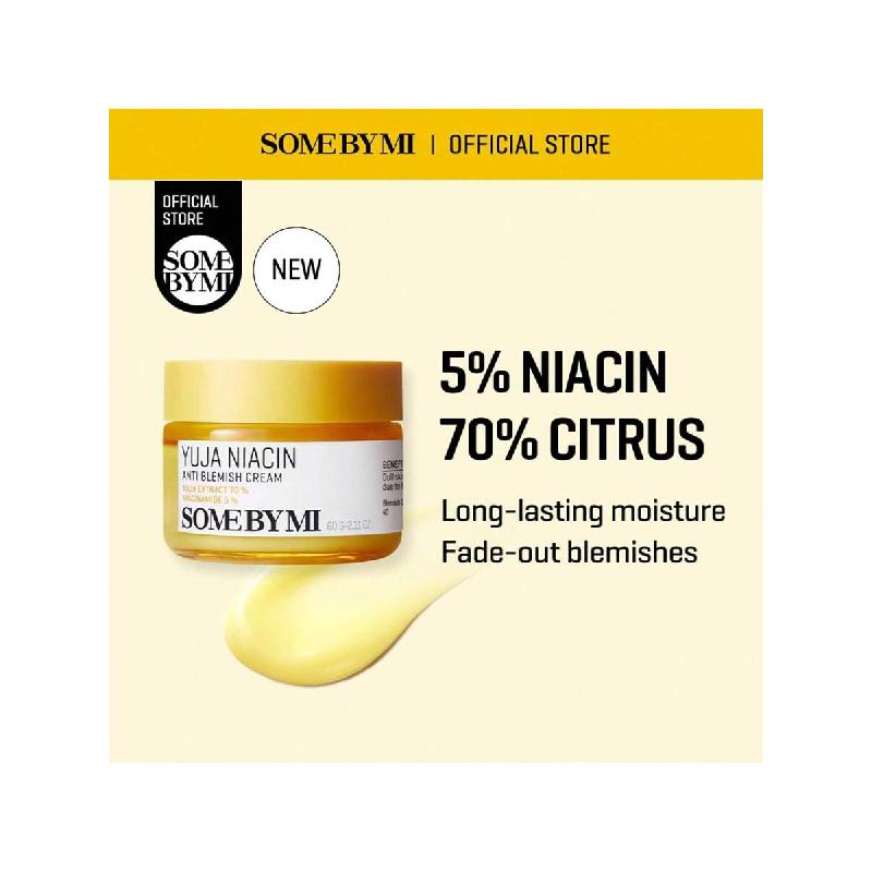SOME BY MI Yuja Niacin Anti Blemish Cream -  60ml - Daily Face Moisturizer Made From 5% Niacinamide - Advanced Skin Brightening And Pigmentation
