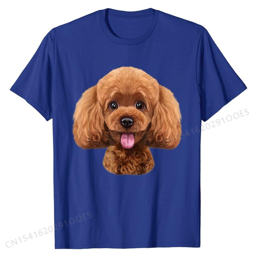 Playful Toy Poodle Face, Funny Dog T-Shirt Cotton Unique Tops & Tees Funny Man T Shirts