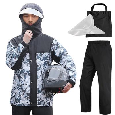 Formemory Men's Motorcycle Rainwear Set, Waterproof and Windproof, Separate Design for Heavy Rain, Heavy Duty, Lightweight, Camouflage Design (Size L)