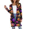 Women's Fashion Casual Comfortable Halloween Printed Mid-Length Cardigan With Pockets Jacket