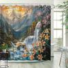 Landscape Shower Curtain - Mountains, Waterfalls & Sunshine, Infinite Natural Beauty, Polyester Bathroom Decor, 12 Hooks
