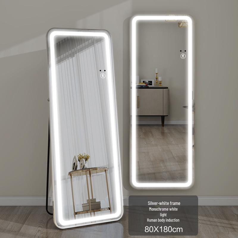 LED Wall-Mounted Full-Length Dressing Mirror with Touch Sensor for Bedroom