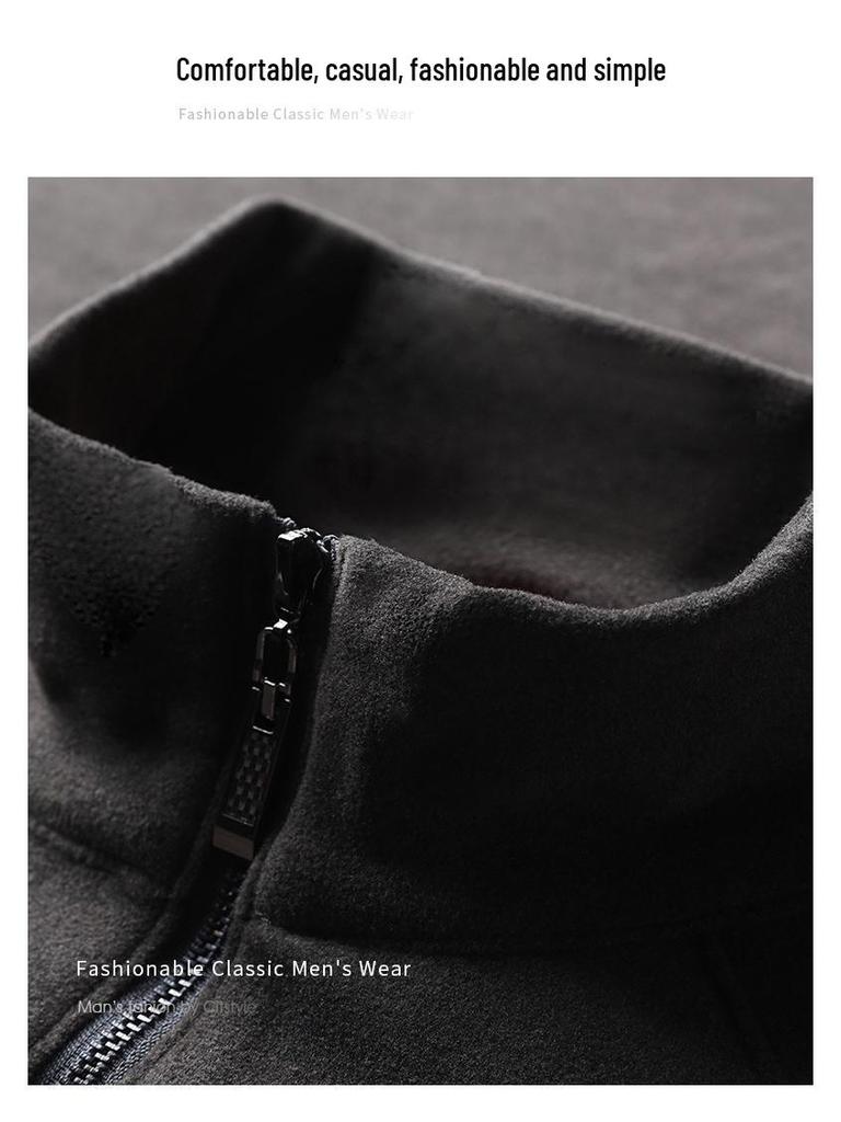 Men's Double-Sided Fleece Half-Zip Stand Collar Sweatshirt - 2025 Autumn/Winter Trend