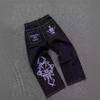 Mens Loose Fit Straight Cut Denim Pants Hip Hop Style Black Washed Cotton Jeans Fall