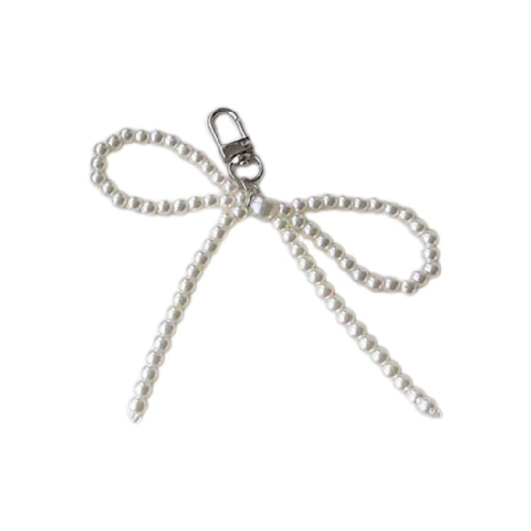 Fashionable Bead Bowknot Phone Charm Keychain Cellphone Chain Stylish Pendant Fashionable Bowknot Keychain Accessory