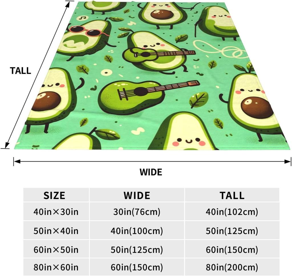 Cute Avocado Pattern Throw Blanket Home Decor Cozy Lap Throw For Sofa Couch Green Print Seasonal Fall Spring Gift Idea