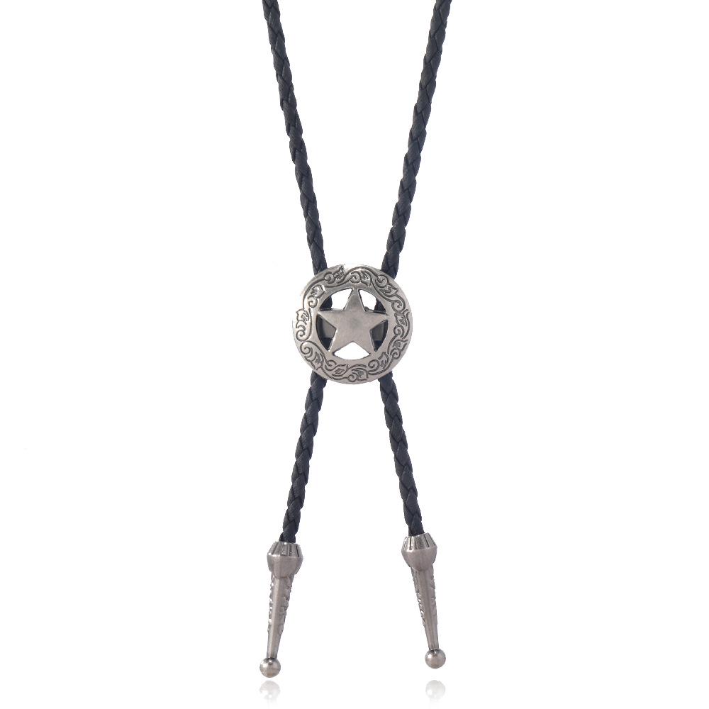 European & American Punk Star Bull Pendant Bolo Tie Necklace – Men s Retro Leather Accessories