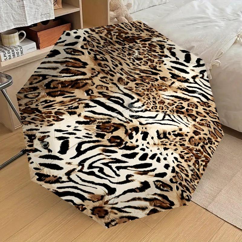 1PC Leopard Print Tiger StripesUmbrella-8-Rib Reinforced, Automatic Open, Lightweight & Durable, Cute Fashion Accessory for Outdoor-P120