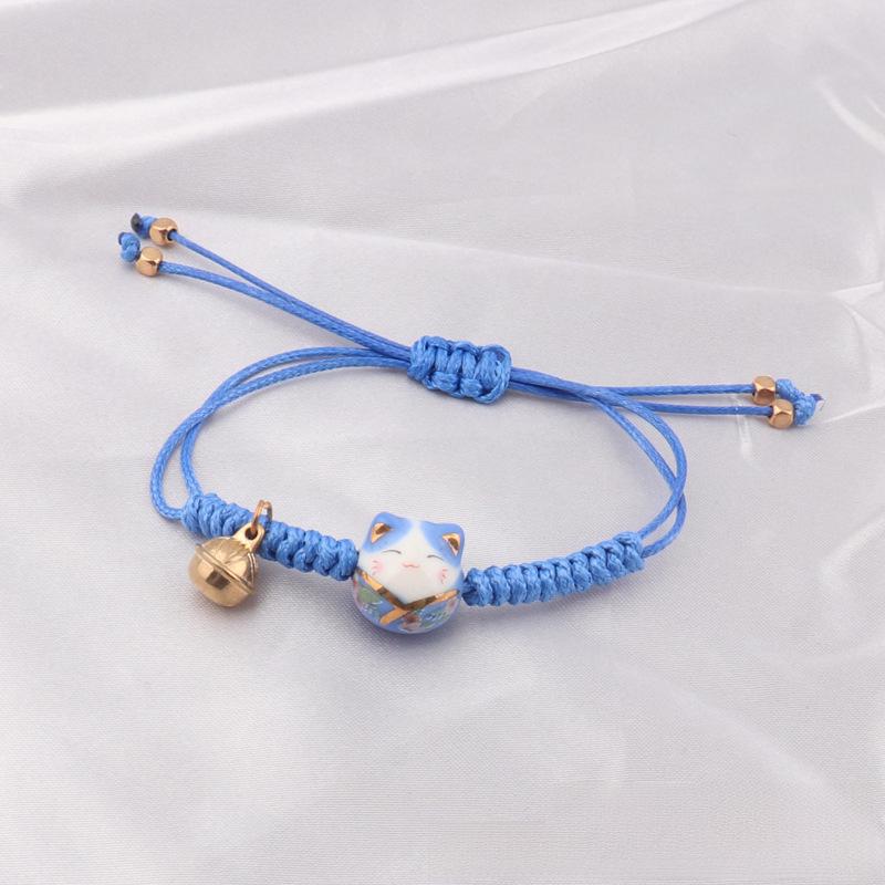 Lucky Cat Candy Color Braided Bracelet for Women