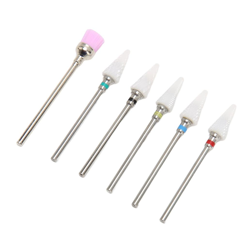 6pcs Nail Drill Bits Set Professional Salon Novice Ceramic Rhinestone Gel Polish Cuticle Remover Bits
