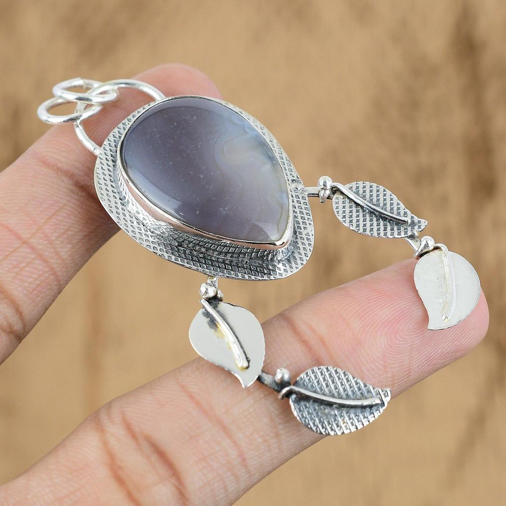 St Patrick Day Deal 925 Silver Natural Purple Moss Agate Elegant Pendant Jewelry