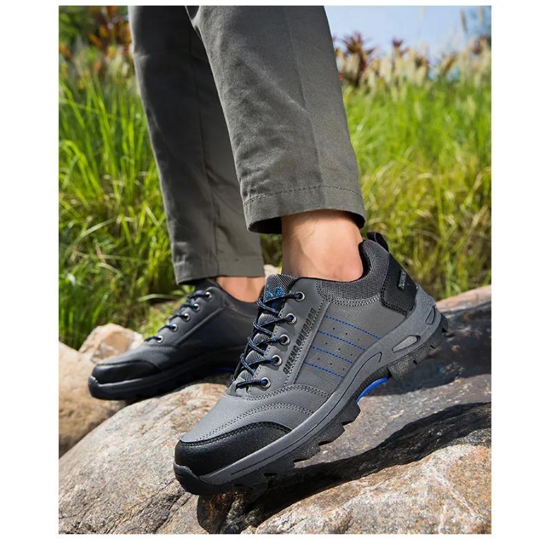 Herren Wanderschuhe Groß Rutschfest Outdoor Niedrig geschnitten Bequem Mode Freizeit Sneaker Schuhe Schnürung