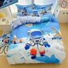 Cute Cartoon Astronaut Motif,Microfibre Bedding Sets, Children's Bed Decor Duvet Cover for Teenagers Adult  with Zip 3-Piece