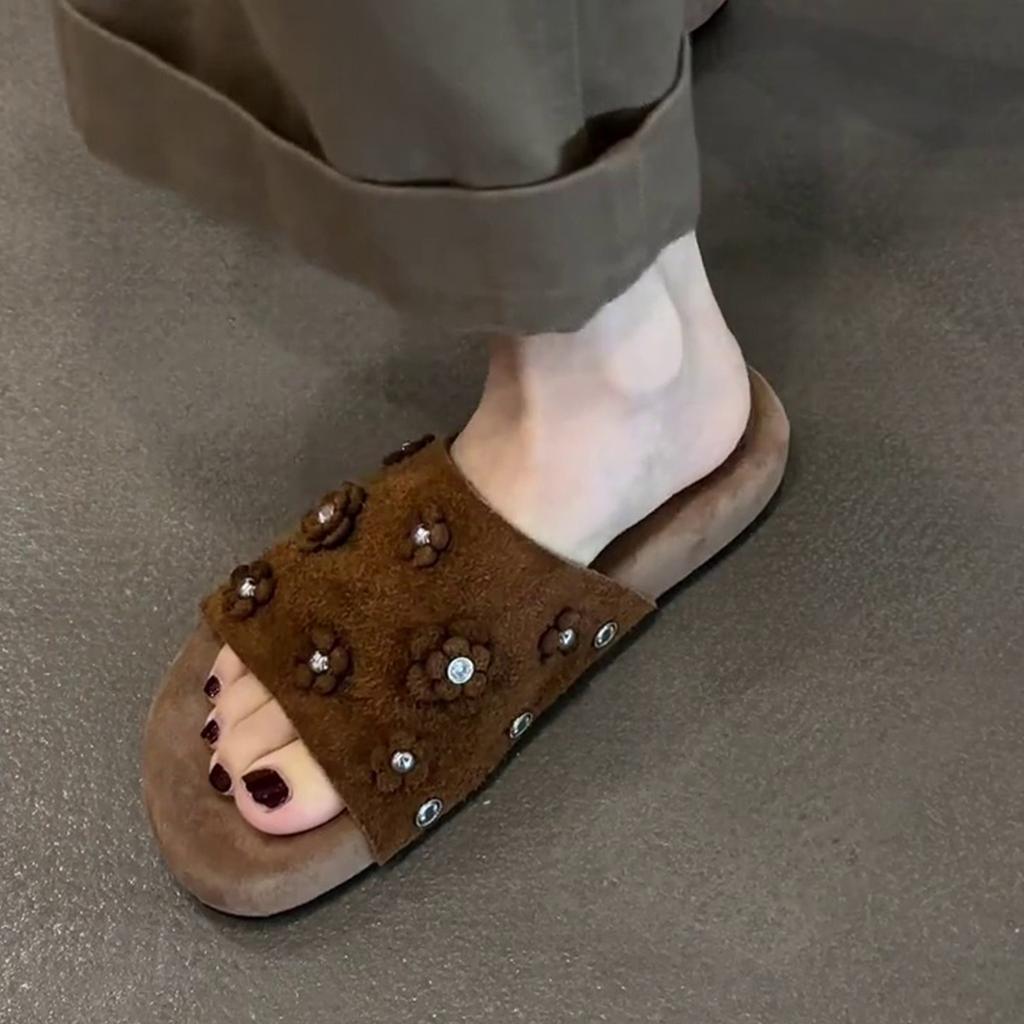 Fashion flower open-toed cool slippers women's summer new thick-soled outer wear anti-velvet versatile sandals