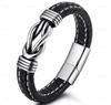 2026 High Quality Infinity Knot Leather Wristband Bracelet Pulsera Stainless Steel Magnetic Clasp Braided Leather Bracelet
