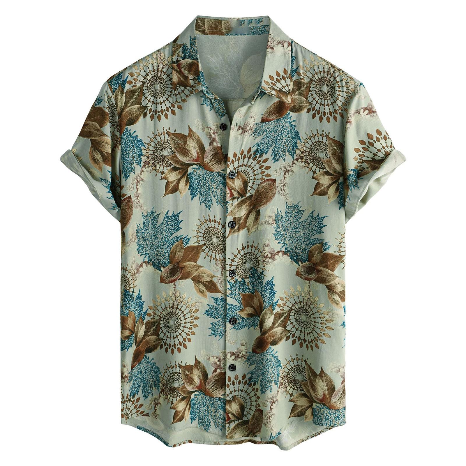 

Men s Short Sleeved Shirt, Daily Fashion Printed Button Top, Chest Pocket Cardigan XXL світло-зелений колір