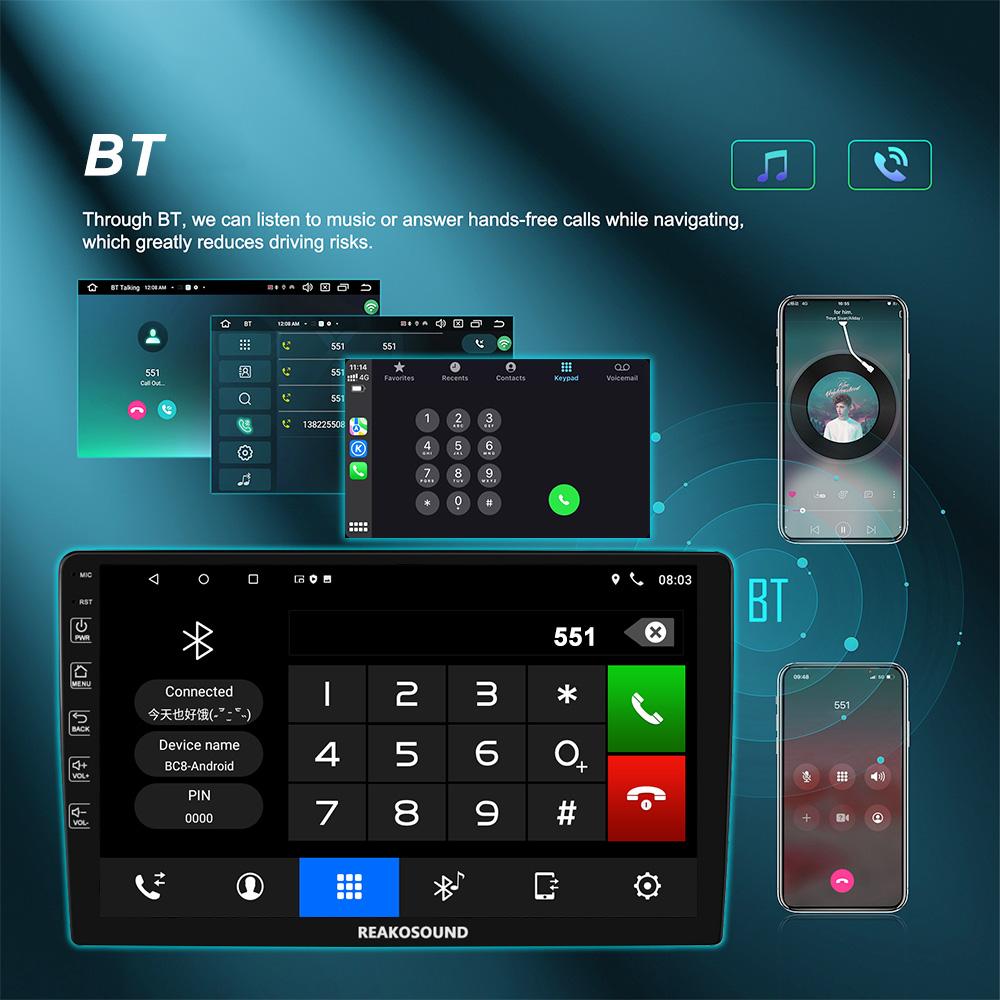 Reakosound 1 Din 9"/10.1" Inch Andriod Car Radio Multimedia Player Bluetooth GPS Navigation WIFI DSP FM Support Carplay