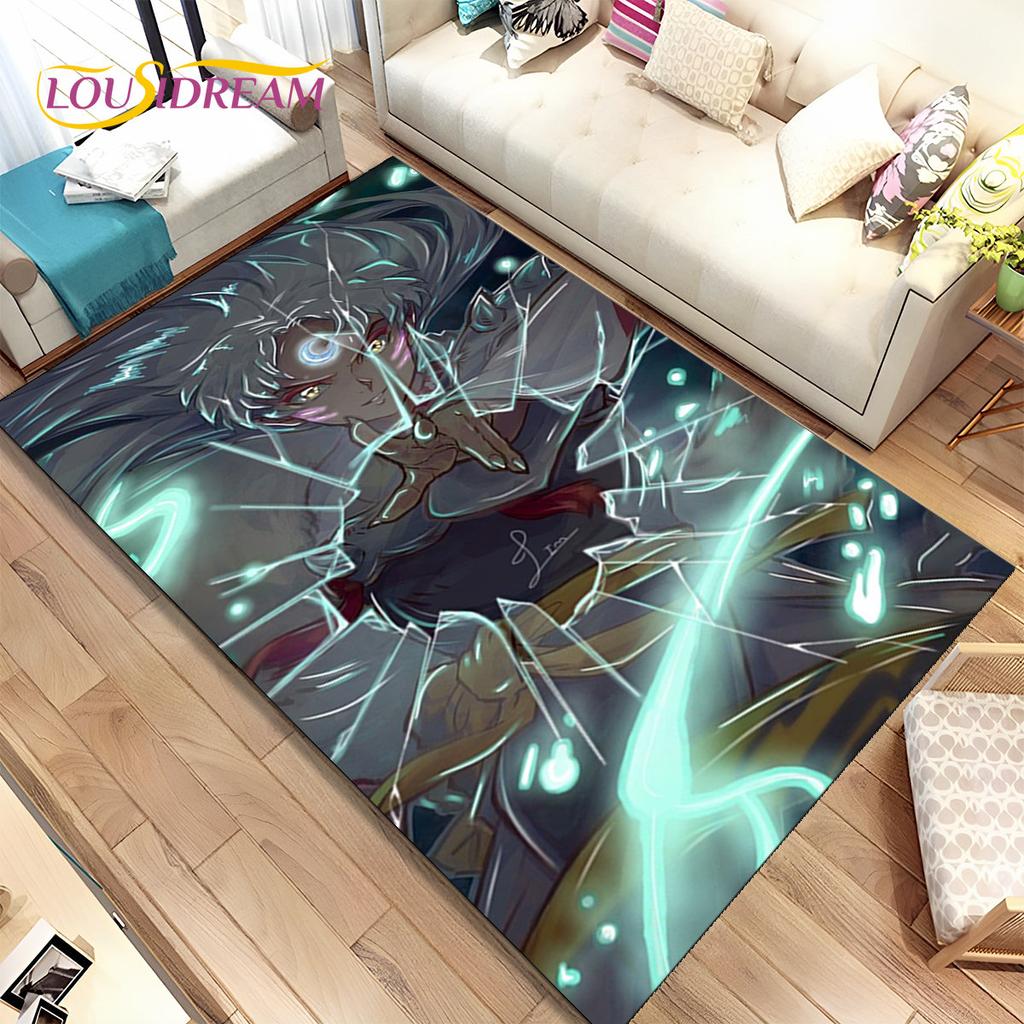 Anime Inuyasha Cartoon Area Rug Large,Carpet Rug for Living Room Bedroom Sofa Doormat Decoration,kids play Non-slip Floor Mat 3D