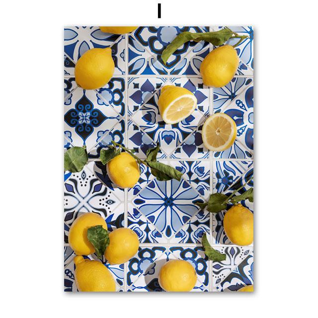 Santorini Sonne Zitronenbaum Vase Abstrakte Landschaft Poster und Drucke Wandkunst Leinwandmalerei Bilder Für Wohnzimmer Heimdekor