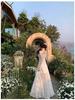 French Elegant Green Mesh Spaghetti Strap Waist-Cinching Dress - Stunning Slimming Long Summer Style for Women 2026