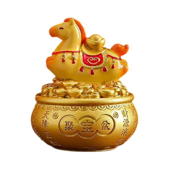 Čínské zvěrokruhové koňské sošky Rok koně Roztomilá otočná figurka koně Pryskyřice Šťastná Feng Shui ozdoba pro domácnost, kancelář, obchod Stolní dekorace