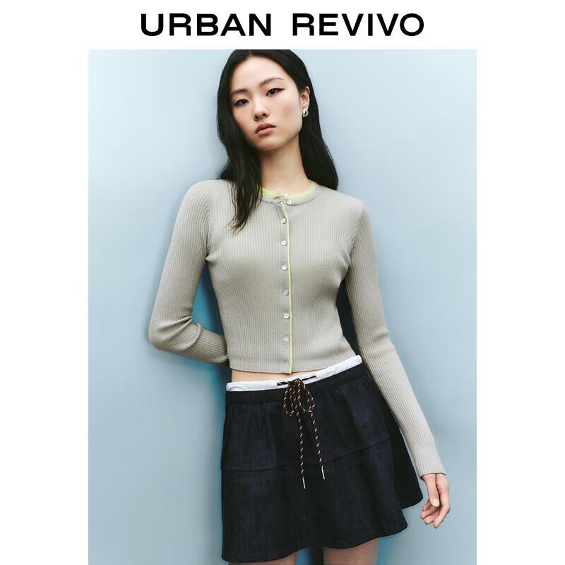 UR 2025 Wiosna Damski Dzianinowy Sweter Rozpinany Colorblock