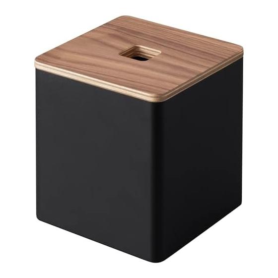 Yamazaki Jitsugyo (Yamazaki) Tissue & Toilet Paper Case that can be removed from the top Brown Approx. W14.2 x D14.2 x H15.8cm RIN Tissue Case Toilet