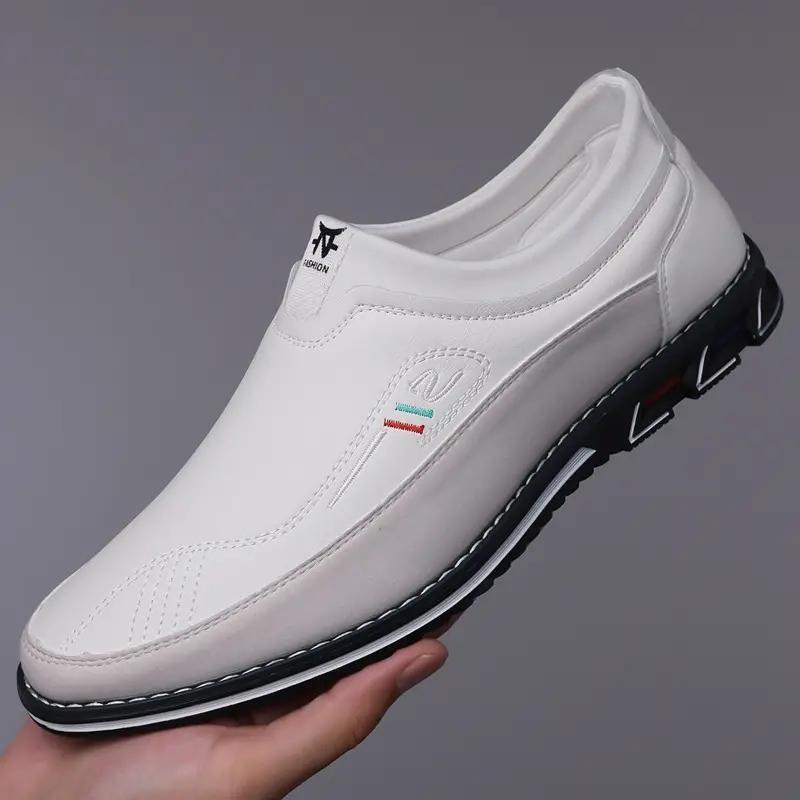 Men's Fashionable Comfortable Slip-On Loafers Anti-Slip Soft Bottom Casual Shoes Leather Slip-On Boots-1983