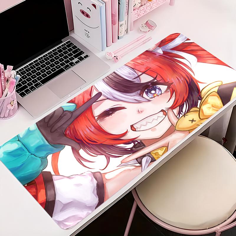 Mouse Pad Anime NonSlip Rubber Mousepad Office Desk Mat Gaming PC Accessories Large Gamer Hhololive Hakos Baelz Keyboard Mat