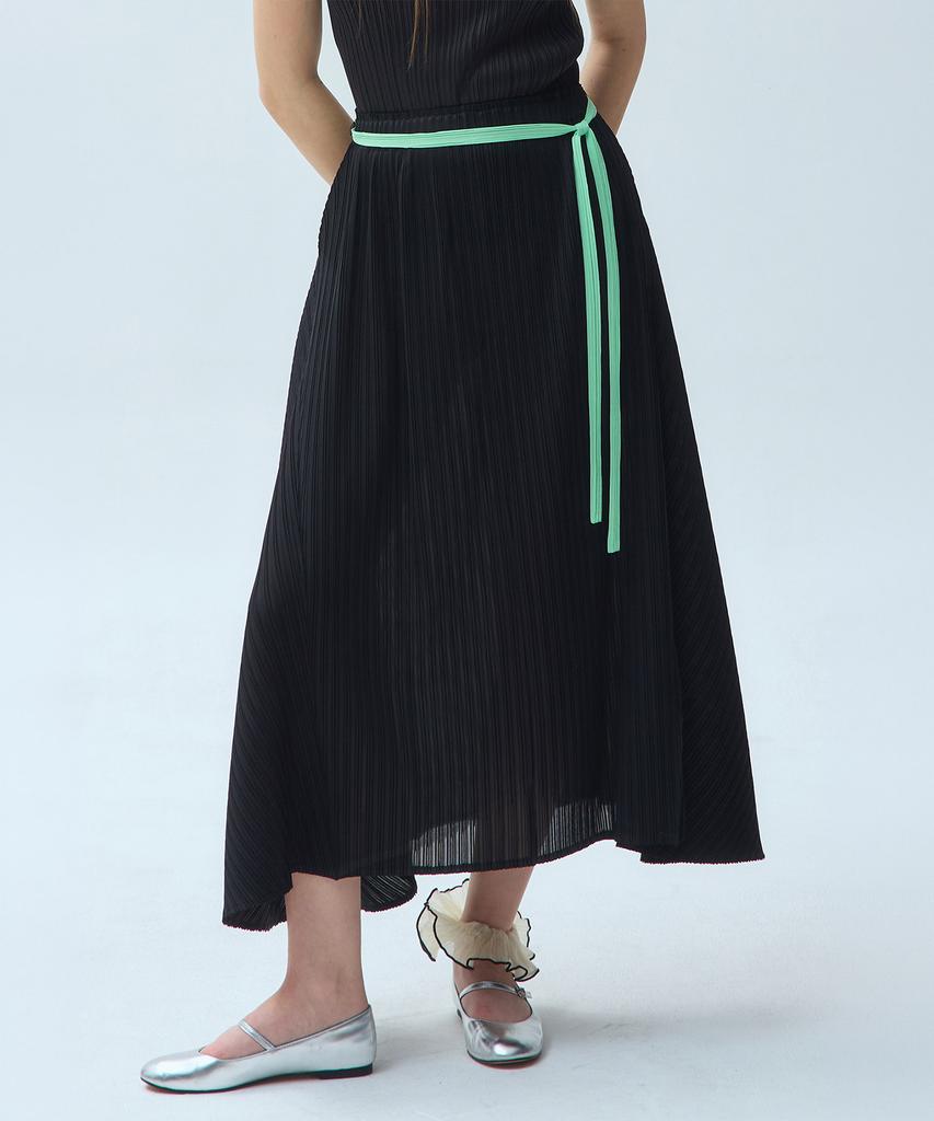 Waiowai Color Strap Pleated Long Skirt_2 Colors