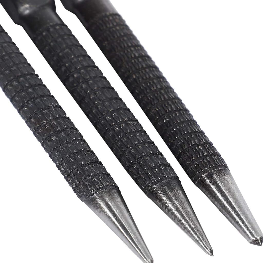 3pcs High-carbon Steel Center Punch Set, Non-Slip Center Pin Punch Used For Drilling Of Alloy Steel Metal Wood,1.5/ 2 /3mm