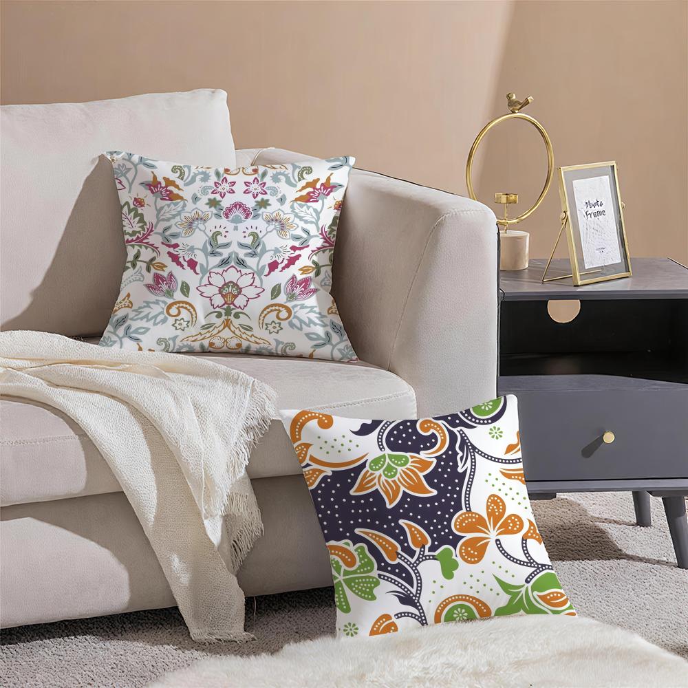 Indonesia Batik Cushion Cover Throw Pillow Cover Hidden Button Durable Polyester Chair Cushion