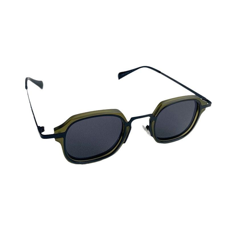 Japanese Retro Small Square Metal Polarized Sunglasses Trendy Men Street Punk Matte Driving Sunglasses Women