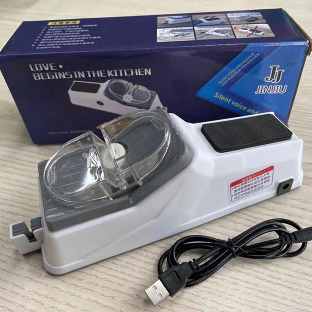 Elektrischer Messerschärfer, Zweiseitiger Schärfer mit Basis, Schutzabdeckung, Leistungsstarker Motor Professioneller Elektrischer Messerschärfer Geschenk Für Freund