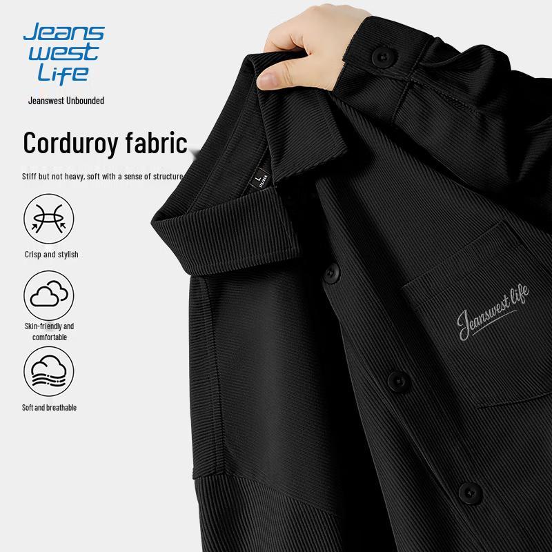 

JEANSWEST LIFE Men s Corduroy Long Sleeve Shirt 3XL