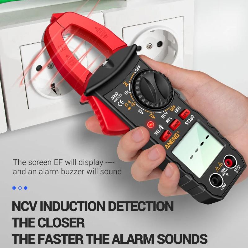 Portable Clamp Meter ANENG ST180 Digital  Multimeter AC Current Meter 4000 Counts  Ammeter Voltage Tester Amp Hz Capacitance NCV Ohm Tool LCD Display