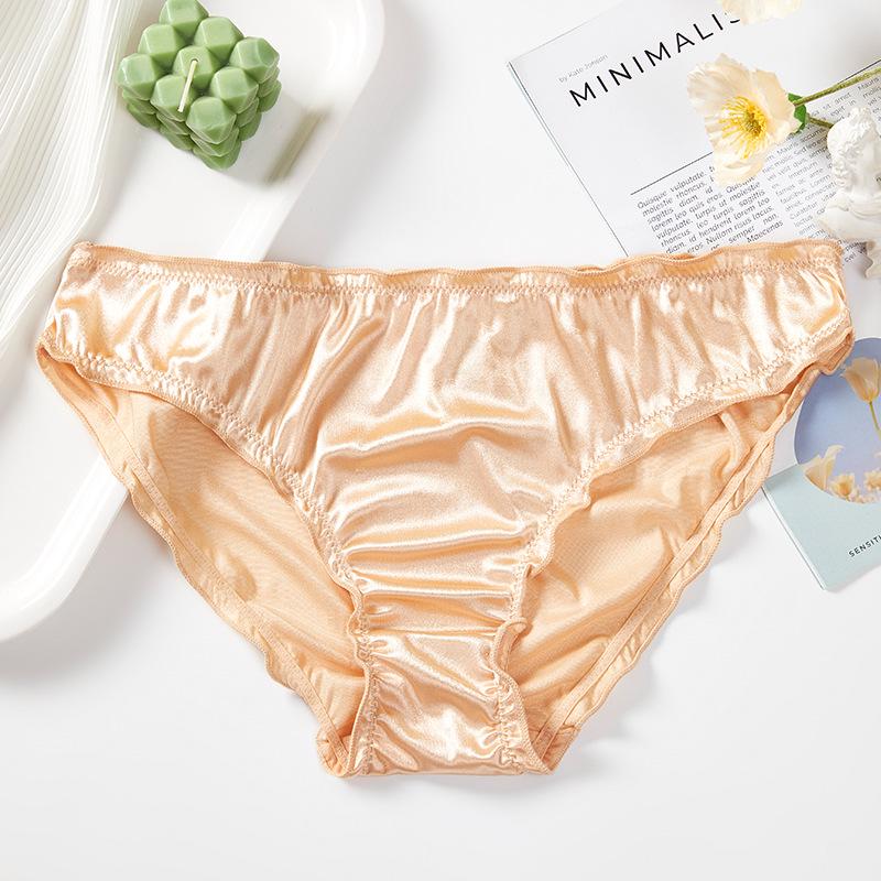 

Женские бесшовные сатиновые трусы больших размеров - Мягкие, удобные, средней посадки, с хлопковой ластовицей XL: 155-200 jin бежевый