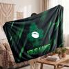 Ireland Rugby Flannel Blanket, Custom Name Text Personalized Soft Throw Blanket Home Decor Gift