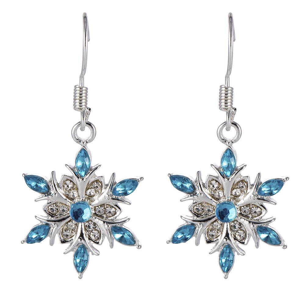 Elegant Zircon Snowflake Drop Earrings For Women Christmas Rhinestone Snowflake Pearl Earrings Gilrs Xmas New Year Party Jewelry