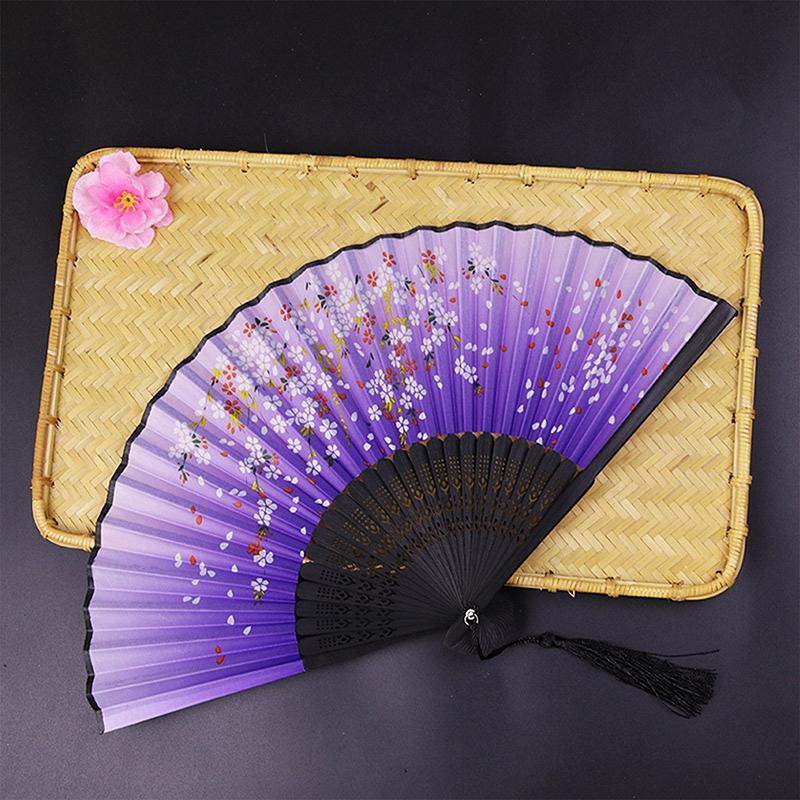 New Chinese Style Silk Fan Bamboo Antique Folding Fan Summer Female Dance Fan Portable Fan Hand Fan Durable Household